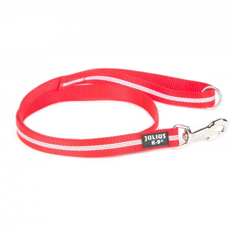 Ofertă JULIUS K9 Lesa IDC Nylon cu Fire Fluorescente, Rosie, 1.2m / 25mm