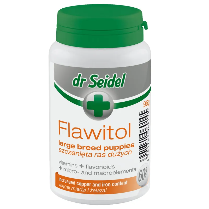 Cel mai vândut DR. SEIDEL Flawitol Large Breed Puppy, Vitamine si Minerale pentru Pui de Catel Talie Mare, 200tablete