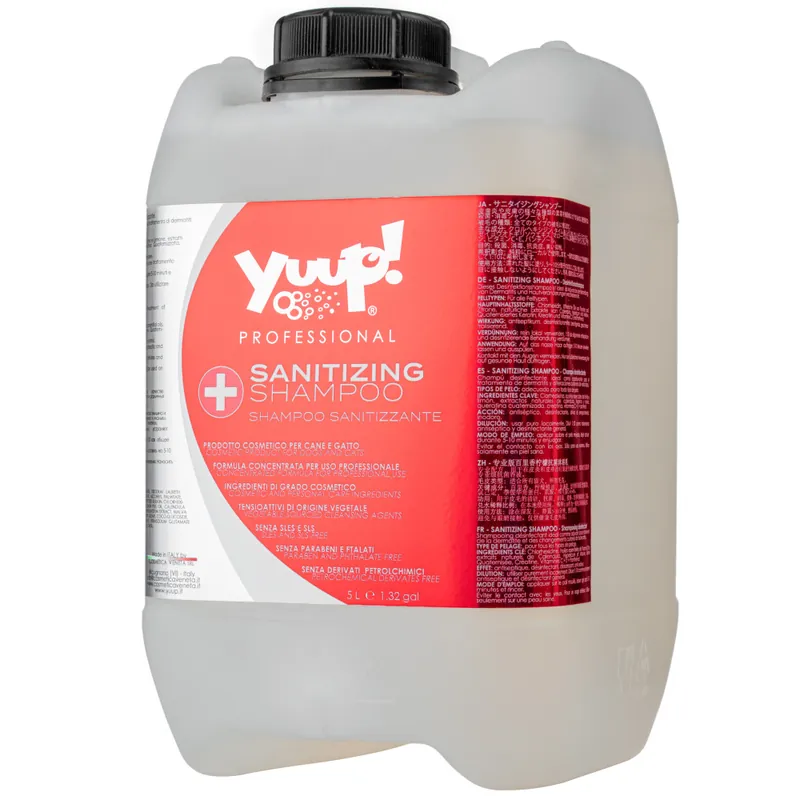 YUUP! Professional Sanitizing, Sampon Profesional Antiseptic, Concentrat 1 10, cu Clorhexidina, Pentru Caini si Pisici, 5L Ofertă
