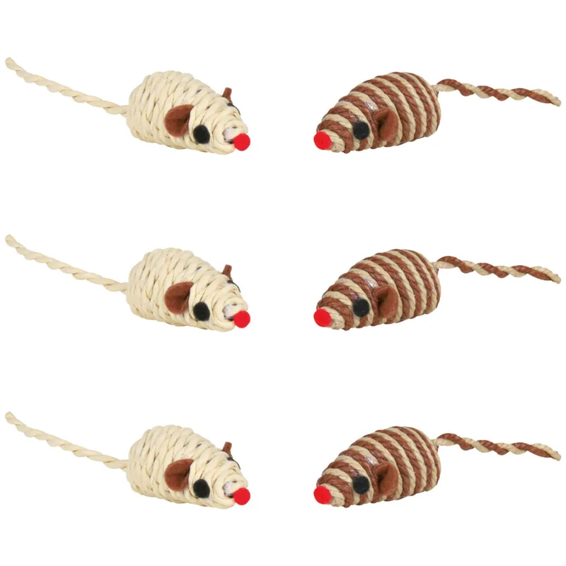 Plată securizată Jucarie Pentru Pisici Set 6 Soricei din Sisal, cu Clopotel, 5cm
