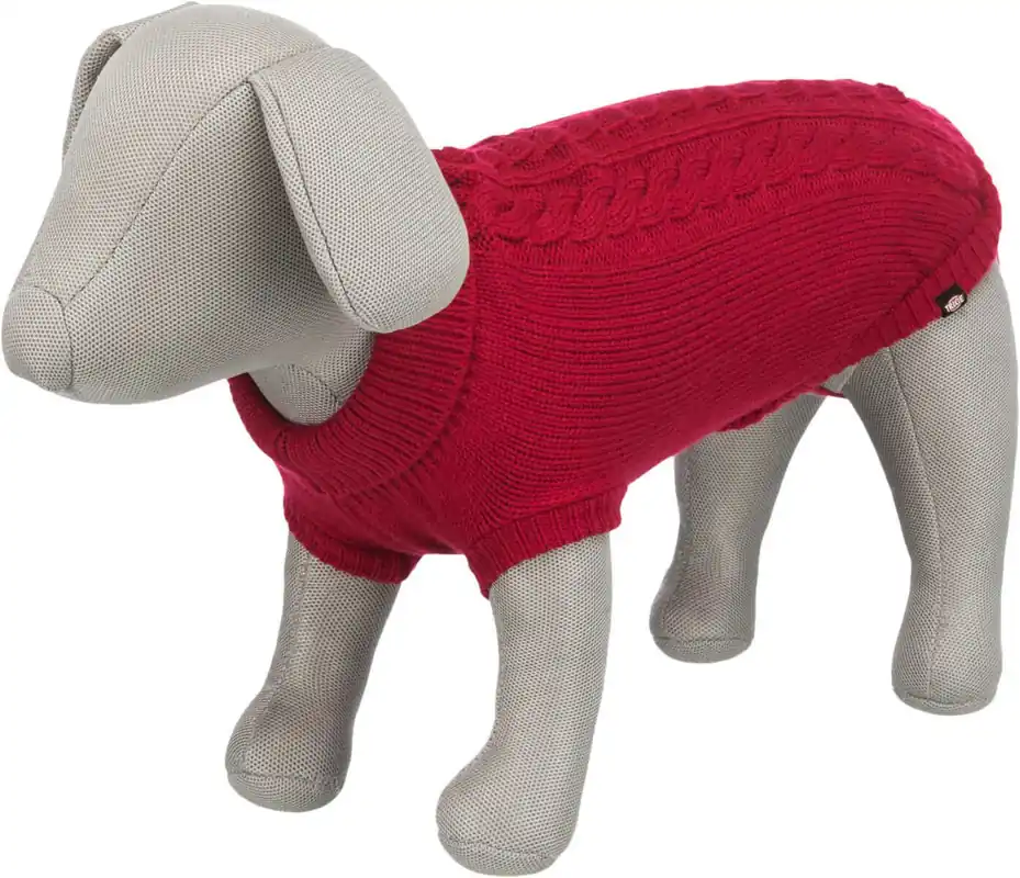 Preferatul clienților TRIXIE Pulover Pentru Caini KENTON Rosu, Marime L, Lungime Spate 60cm