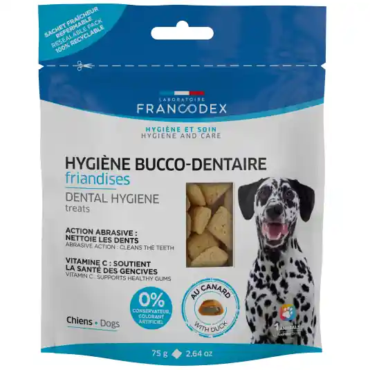 Francodex Dental Hygiene, Recompense Dentare Pentru Caini Adulti sau Pui, Mentinerea Igienei Bucale, 75g Reducere specială