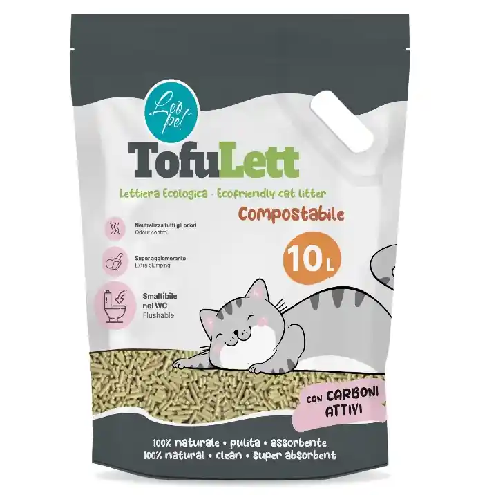 LEO PET TofuLett Asternut Igienic Ecologic, cu Tofu si Carbune Activ, Pentru Litiera Pisici, 6L Plată sigură