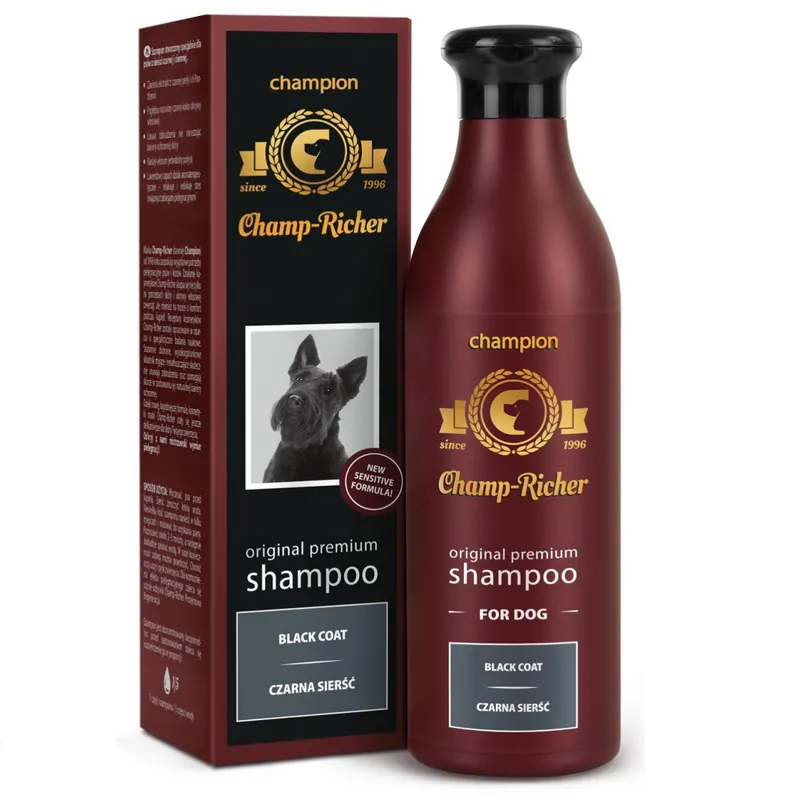 Ofertă exclusivă CHAMP RICHER, Sampon Profesional Concentrat 1 5, Pentru Caini cu Blana Neagra,, 250ml