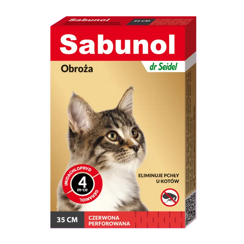 Reduceri SABUNOL CAT Zgarda Antiparazitara Pentru Pisici, Protectie 4 Luni, Rosie, 35cm