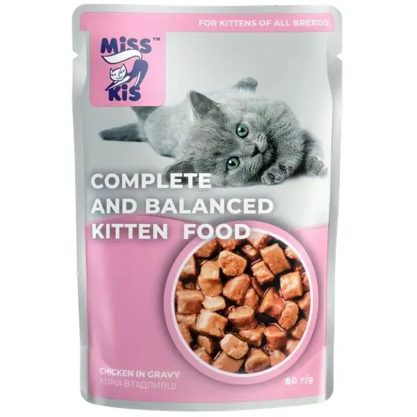 Reducere de preț MISS KIS Kitten, Plic Hrana Umeda Pentru Pui de Pisica, Pui in Sos, 100g
