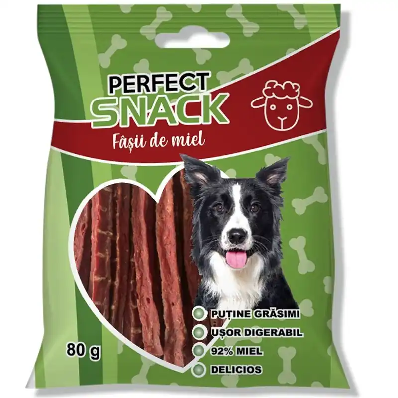 PERFECT Snack, Recompense Pentru Caini, Fasii cu Carne de Miel, 80g Ofertă