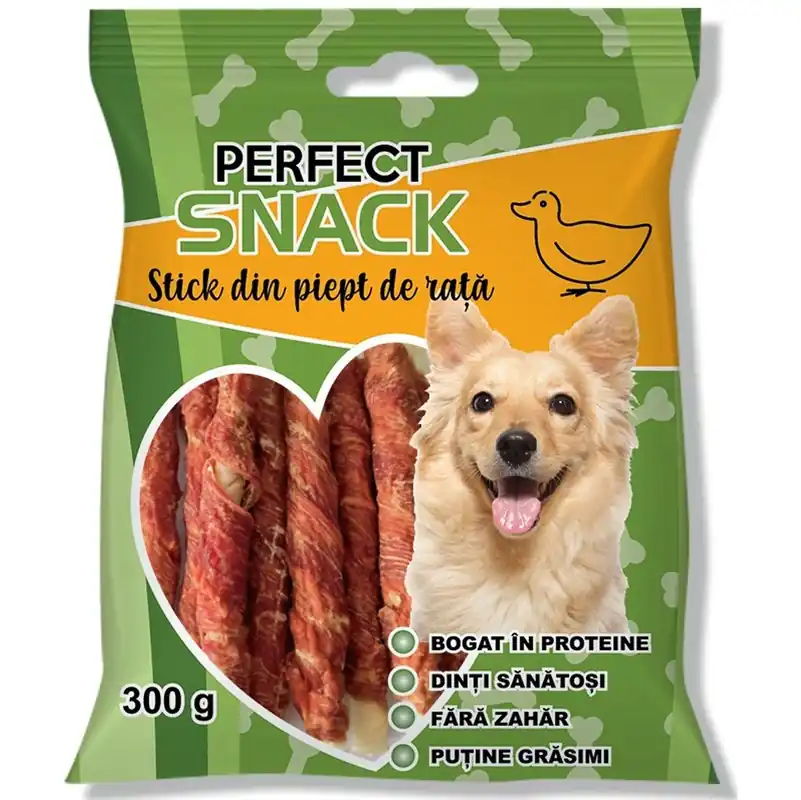 Disponibil imediat PERFECT Snack, Recompense Pentru Caini, Stick cu Piept de Rata, 300g