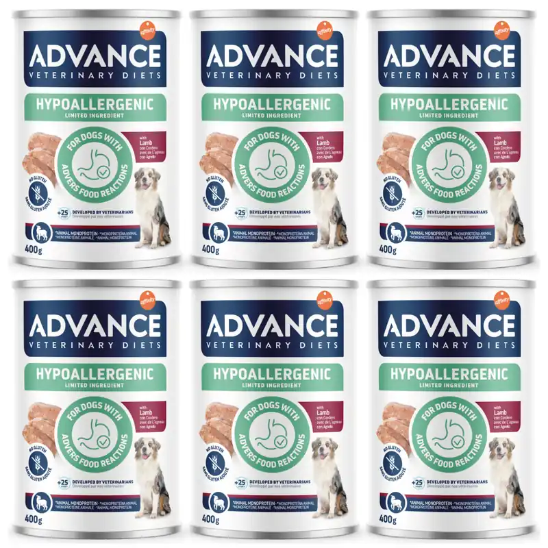 ADVANCE Veterinary Diets Dog Hypoallergenic, cu Miel, Set Conserve Hrana Umeda Monoproteica Pentru Caini Alergici, 6x400g Discount