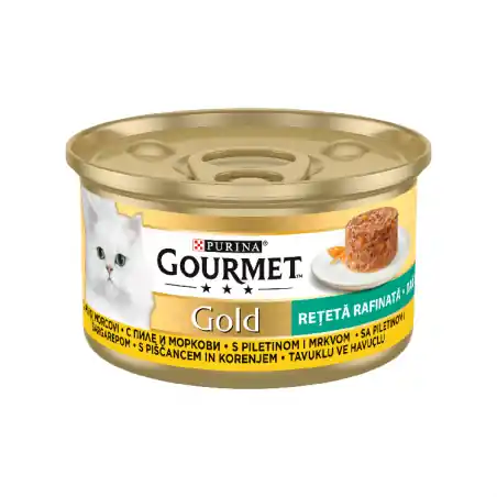 Promoție Gourmet Gold Savoury Cake, hrana umeda pentru pisici, Pui si Morcov, 85 gr