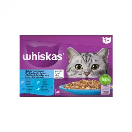 Whiskas Adult, hrana umeda pentru pisici, selectii peste in aspic, 12x85g Bestseller