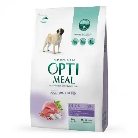 Optimeal Adult Small Breed, hrana uscata pentru caini, rata, 4 kg Cel mai vândut