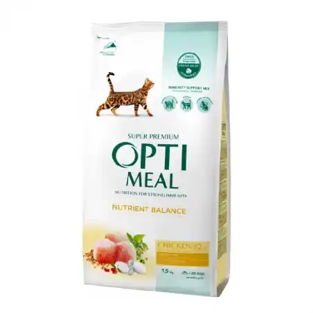 Preferatul clienților Optimeal Adult, hrana uscata pentru pisici, pui, 1.5 kg