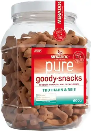 Cumpărături sigure MERA Goody Snack – Curcan & Orez pentru caini, 600g