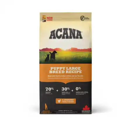 Acana Heritage Junior Large, hrana uscata pentru caini, Pasare si Peste, 17 kg Premium