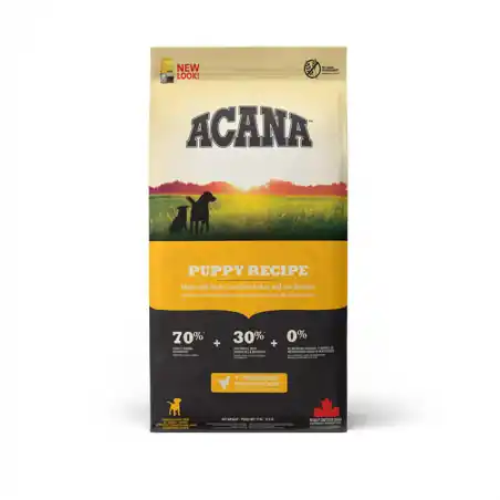 Acana Heritage Junior Medium, hrana uscata pentru caini, Pasare si Peste, 17 kg Preț mic