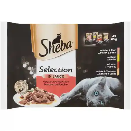 Expediere rapidă Sheba Selection Multivarietati, hrana umeda pentru pisici, 4 x 85 gr