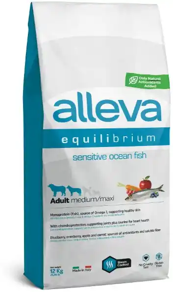 Alleva Equilibrium Ocean Fish Medium/Maxi - Hrană cu pește de mare, potrivită pentru câini adulți de talie medie și mare Ultima șansă
