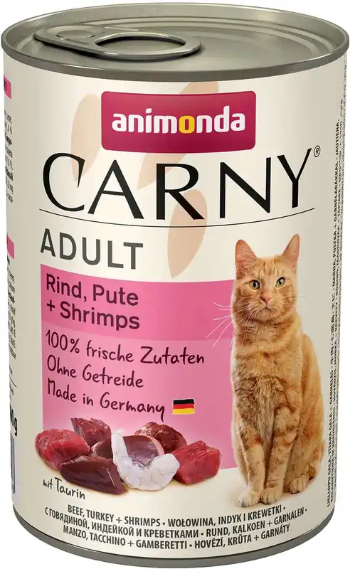 Calitate înaltă Animonda Cat Carny Adult conservă cu vită, curcan și creveți