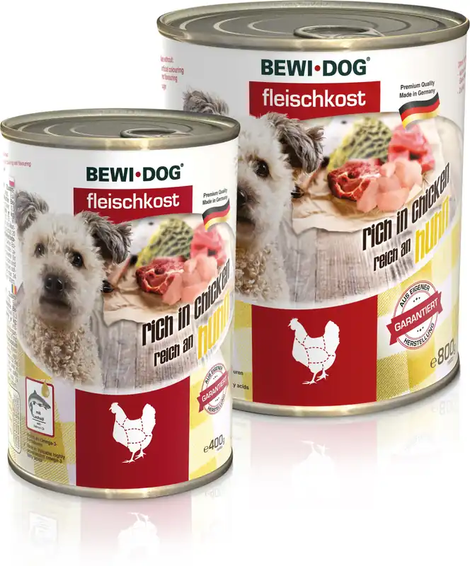 Preț promoțional Bewi-Dog conservă bogată în carne pură de pui
