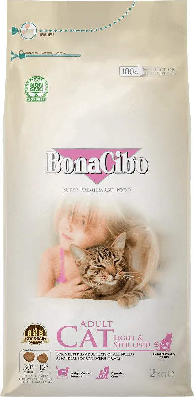 Bonacibo Adult Cat Light & Sterilised - cu pui, hamsii, krill și orez Retur ușor