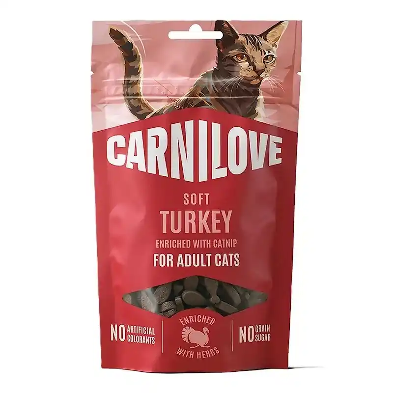 Plată sigură Carnilove Cat Soft Snack cu curcan și iarba-mâței pentru pisici