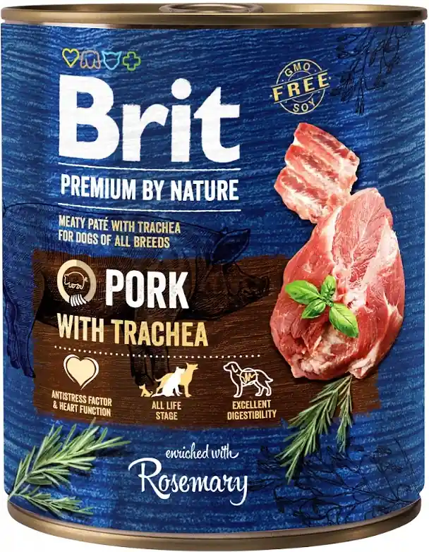 Conservă Brit Premium Pork with Trachea Lichidare de stoc