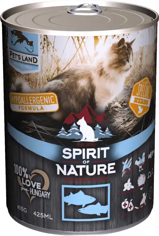Reducere Conservă Spirit of Nature Cat cu ton și somon Hrană umedă hipoalergenică