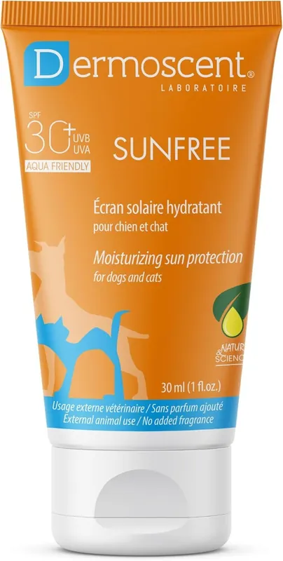 Ofertă limitată Dermoscent SunFREE – Cremă de protecție solară naturală SPF30+ pentru animale