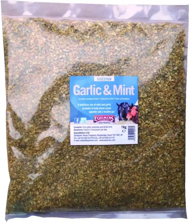 Equimins Garlic & Mint - Amestec de plante, usturoi și mentă pentru cai Reducere extra