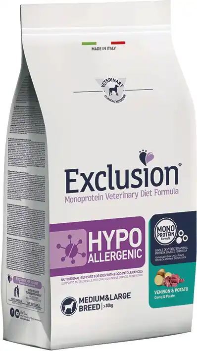 Exclusion Dog Hypoallergenic Venison & Potato Medium & Large Breed Comandă acum
