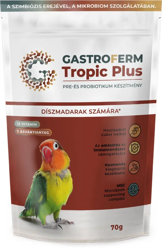 Gastroferm Tropic Plus pre- și probiotic pentru păsări ornamentale cu aromă de mere și portocale, 70g Reducere