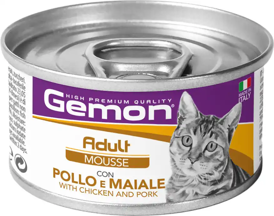 Gemon Cat Adult Mousse with Salmon & Chicken - Hrană pentru pisici adulte (+12 Luni) Mousse cu somon și pui Premium