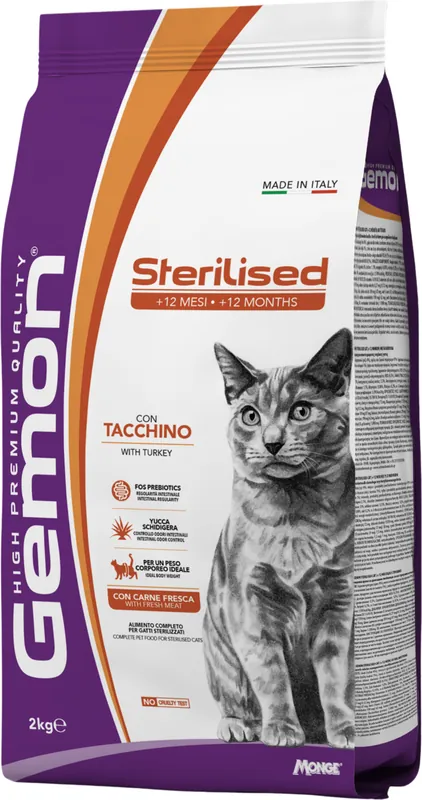 Reducere extra Gemon Cat Adult Sterilised Turkey - Hrană pentru pisici adulte (+12 Luni) sterile cu curcan