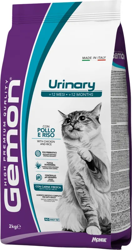 Calitate înaltă Gemon Cat Adult Urinary Chicken & Rice - Hrană dietetica pentru pisici adulte (+12 Luni) pt prevenirea problemelor urinare cu pui și orez