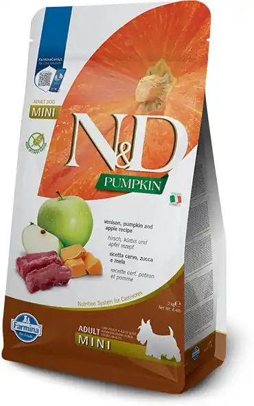 Ofertă specială N&D Dog Grain Free Adult Mini dovleac, căprioară și măr