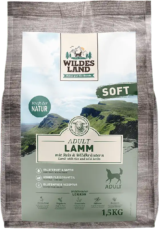 Wildes Land Soft hrană semiumedă monoproteică pentru câini cu miel și orez Cel mai bun preț