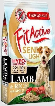 FitActive hrană uscată fără grâu senior light hipoalergenică cu miel, orez și măr pentru câini Livrare expres