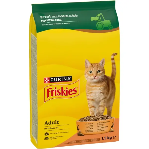 FRISKIES Hrană uscată pentru pisici Adulte, cu Pui, Ficat şi Legume Chilipir