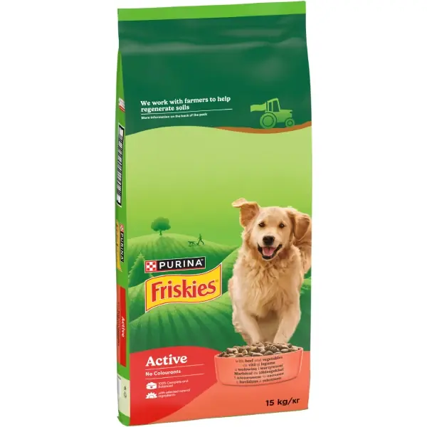 Retur ușor FRISKIES Hrană uscată ACTIVE pentru câini Adulţi, cu Vită şi Cereale