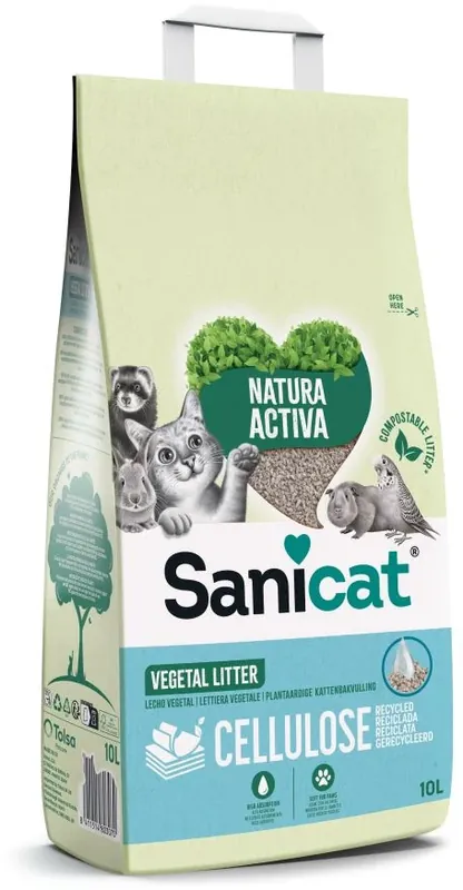 SANICAT Clean&Green Aşternut pisici, celuloză şi hârtie, biodegradabil 10L/3,4kg Cumpărături sigure