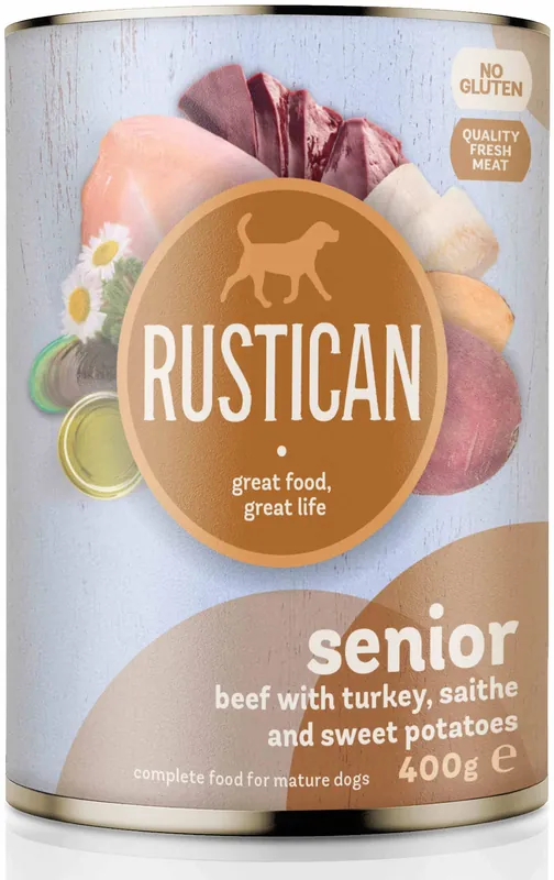 Cumpără online RUSTICAN SENIOR Vită, Curcan, Cod negru şi Cartofi dulci