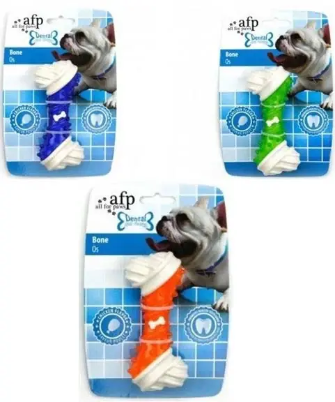 ALL FOR PAWS Dental Jucărie pentru câini Bone, diverse culori, 13x5,5x3cm Reducere de preț
