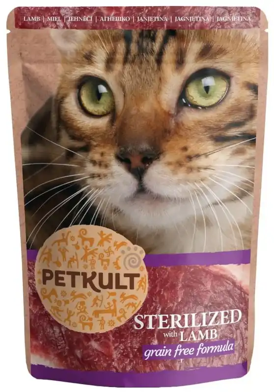 Retur ușor PETKULT Plic pentru pisici sterilizate, cu Miel 100g