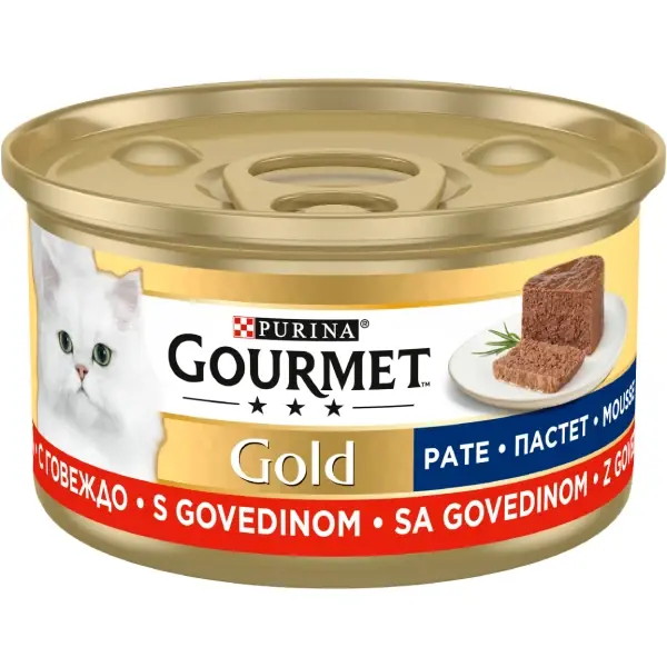 PURINA® GOURMET® GOLD, cu Vită, pate, hrană umedă pentru pisici, 85 g Expediere rapidă