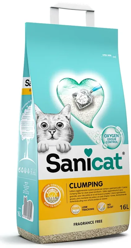 Promoție SANICAT Clumping Nisip pentru pisici, fără aromă, 16L/14kg