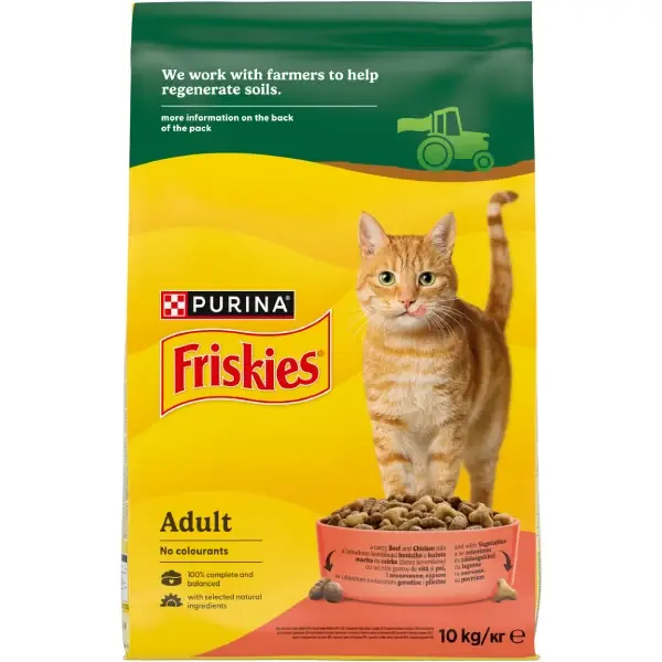 Reducere extra FRISKIES Hrană uscată pentru pisici Adulte, cu Carne, Pui şi Legume