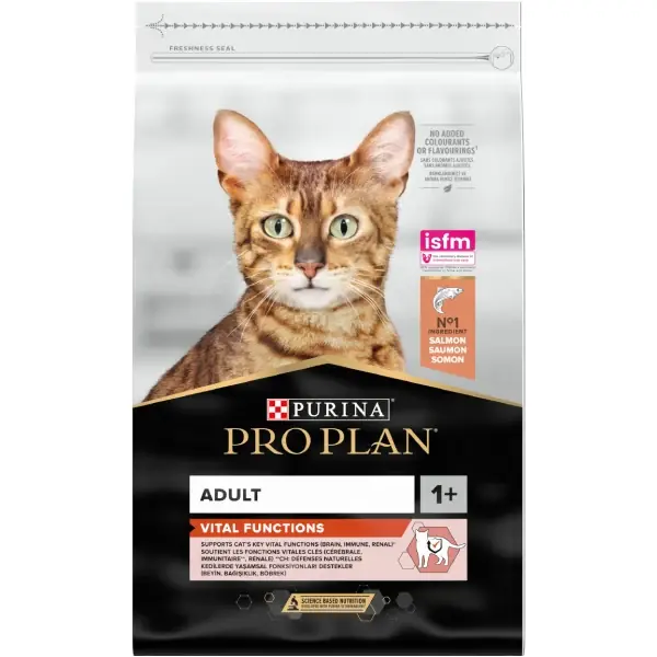 PRO PLAN® VITAL FUNCTIONS Adult 1+, bogat în somon, hrană uscată pentru pisici, 10 kg Ofertă