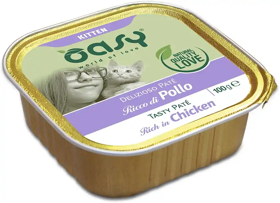 Lichidare de stoc OASY TASTY PATE Hrană pentru pisicuţe, Pate cu Pui 100g
