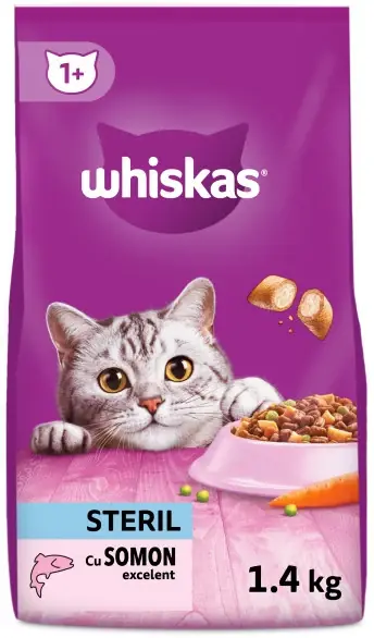 WHISKAS Sterile Hrană uscată pentru pisici Adulte, cu Somon 1,4kg Ofertă specială